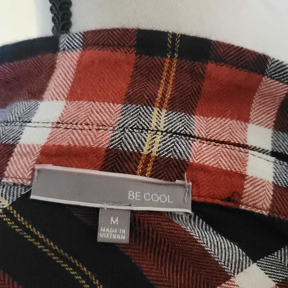 Fall Plaid Button Down Shirt - Orange, Black, White Size Medium Thanksgiving - Picture 6 of 9